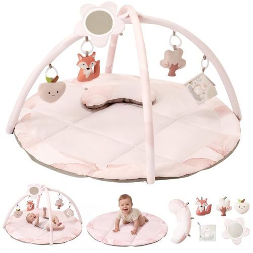 Baby Play Gym & Mat, Tummy Time Mat for Babies 0-12 Months, Pink