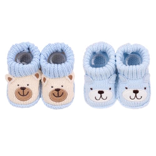 2 Pairs Cute Knitted Baby Booties, cute animal Infant Socks Shoes, Soft Non-Slip Newborn Footwear, 0-3 Months
