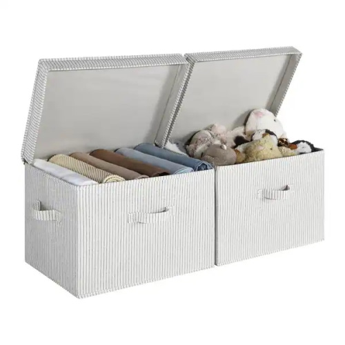 2-Pack Closet Storage Bin with Lid and Handle, Large Fabric Storage Box for Clothes, Towels, Toys, Shoes