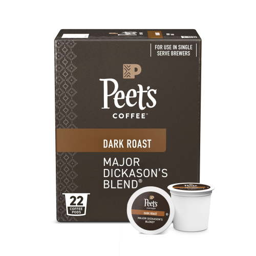 Peet's Coffee Major Dickason's Blend Premium Dark Roast Single Serve Coffee Pods, 22 Count