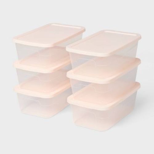 6qt 6pk Clear Tote with Pink Lids - Brightroom™