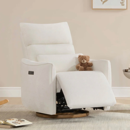 Janice Power Swivel Nursery Glider Recliner with Power Headrest - CREAM