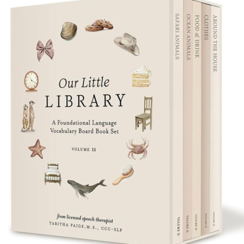 Our Little Library Vol. 2: First 100 Words Board Book Box Set, including Ocean Animals, Safari Animals, Food and Drink, Clothes, and Around the House (Tabitha Paige Children's Book Series)