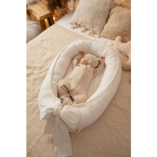 Ivory Linen Baby Nest for Newborn | Cream Organic Baby Lounger