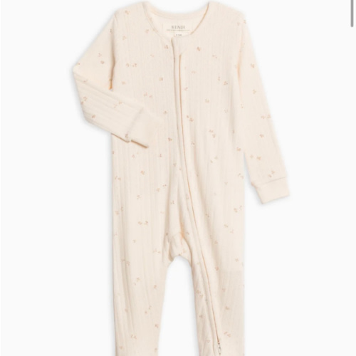 Maya Brushed Back Pointelle Footed Zipper Sleeper