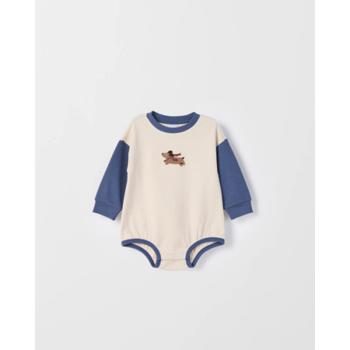 Baby Organic Cotton Long Sleeve Waffle Bodysuit - Neutral Sand