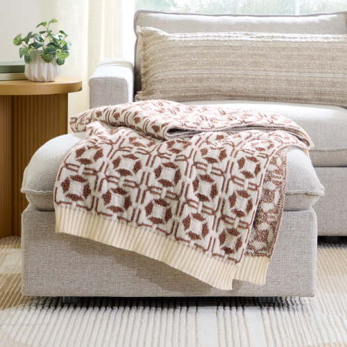 Better Homes & Gardens Hi-Lo Cozy Knit Oversized Couch Throw Blanket, Brown Tile, 50 x 72 in