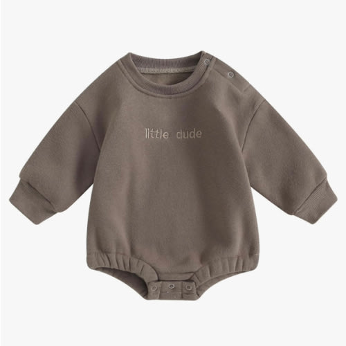 VISGOGO Newborn Infant Baby Boy Girls Oversized Romper Little Dude Sweater Onesie Coming Home Outfit Neutral Clothes