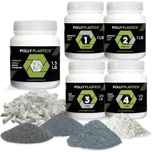 Polly Plastics Rock Tumbler Grit and Polish Refill & Ceramic Tumbling Filler Media - Silicone Carbide Polisher Grit - Rock Polish Supplies & Accessories