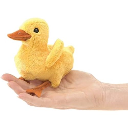 Folkmanis Mini Duckling Finger Puppet Plush, Yellow, 8"