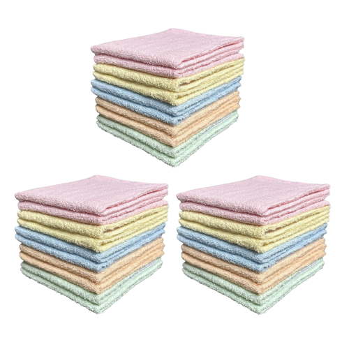 30 Pack, 100% Cotton Wash Cloth, Wash rags Pack, Extra Soft, Highly Absorbent, Machine Washable Size 12 X 12 inch, Assorted Colors - Color May Very. (Multi, 12 x 12 in)