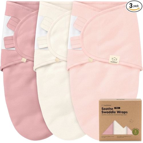 3-Pack Organic Swaddles for Newborns, Baby Sleep Sacks 0-3 Months - Baby Swaddle Wrap, Newborn Wearable Blanket, Infant Sleep Sack for Girls, Boys, Soft & Snug, Large Hook & Loop Closure (Roseate)