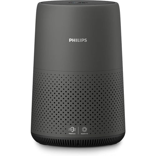 PHILIPS Air Purifier 800 Series, Purifies Rooms up to 65 m² (in 1h), 93 CFM CADR, HEPA & Active Carbon Filter, 99.99% Allergen Removal, Smart Air+ App Connectivity, Dark Gray (AC0850/41)