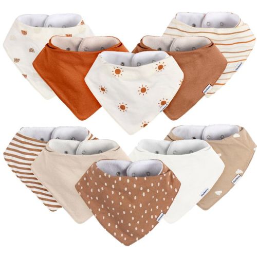 Gerber Neutral Baby Bandana Bibs - Multi Rust - One Size Fits Most - 10-Pack
