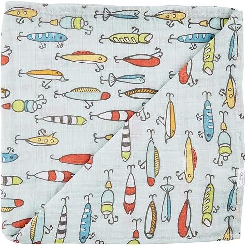 Mud Pie Kids Fishing Muslin Swaddle Blanket, Multi (12140058)