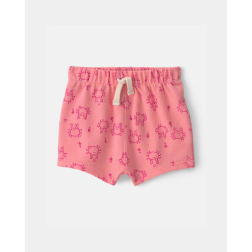 Baby Girl Crab Drawstring Shorts - Pink | Carter's