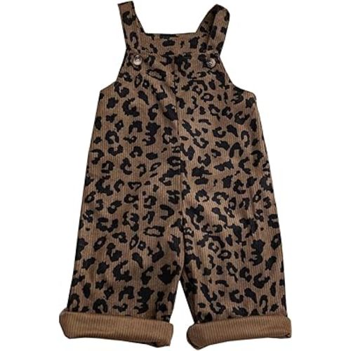Baby Girls Leopard Print Jumpsuit Overalls Pants Sleeveless Suspender Rompers Spring Fall Clothes for Toddler 6M-3Y