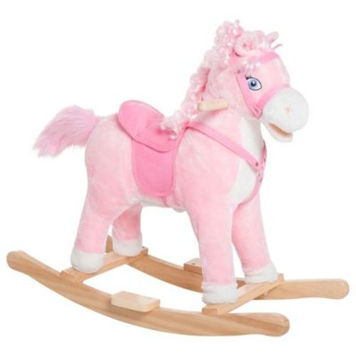 TopComfy Baby Bouncer and Rocker Toddler Kid Chair Plush Pony Rocking Horse Toy for Playroom Living Room, Pink, 23.5"*13.75"*19.75"
