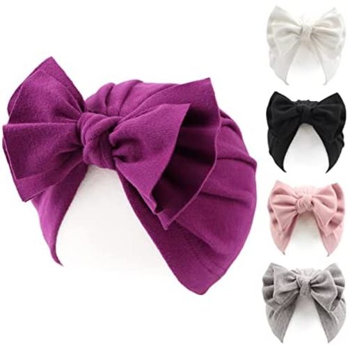 Peecabe Cotton Newborn Baby Girl Hospital Hat Infant Caps Bow Baby Beanie Hats for Girls Spring Summer 0-36 Months