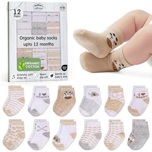 Organic Cotton Blend 12 Baby infant Socks 6-12 M Gift Registry
