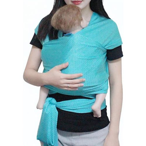 Baby Wrap Sling Carrier for Newborn, Infant, Toddler, Kid | Breathable Lightweight Stretch Mesh Water Sling | Nice for Summer, Pool, Beach, Swimming | Perfect Shower Gift Bluishgreen