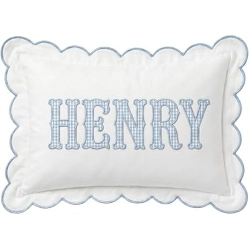 Personalized Baby Pillowcase Embroidered - Custom Monogrammed Toddler Pillow Cover with Scalloped Edge for Nursery Decor (13)