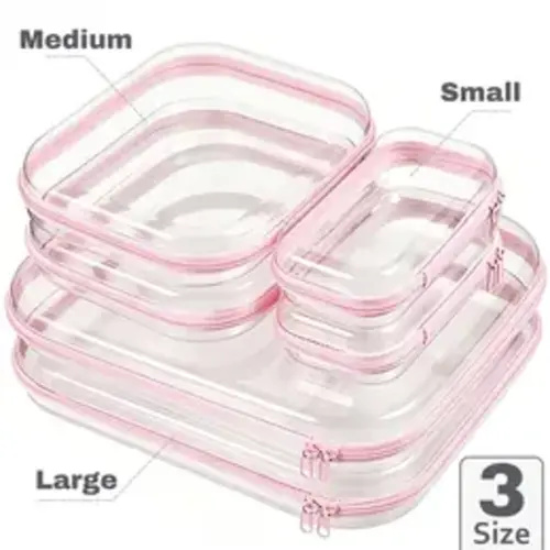 6Pcs White Pink Clear Hard Shell Zipper Case Plastic Zipper Pouches Transparent Makeup Bag for Tools Small Objects Girl Stuff Portable Travel Organizer Set Jewelry Box Toy Storage Bins Trinket Storage Organizer Box Large Medium Small - TikTok Shop