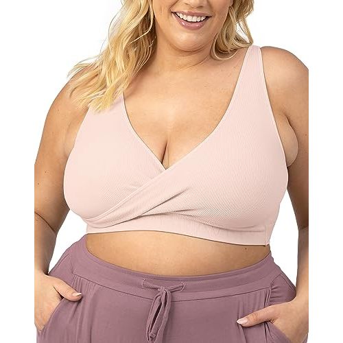 Kindred Bravely Sublime Wireless Adjustable Crossover Nursing Lounge Bra | Nursing sleep bra for pregnancy to postpartum. Ribbed and stretchy fabric with removable padding for all-day wear
