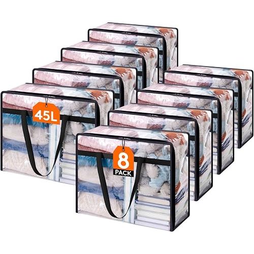 Lifewit 45L Clear Clothes Storage Bags,Plastic Foldable Blanket Storage Bag