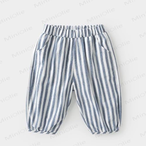 Toddler Blue Striped Loose Pants