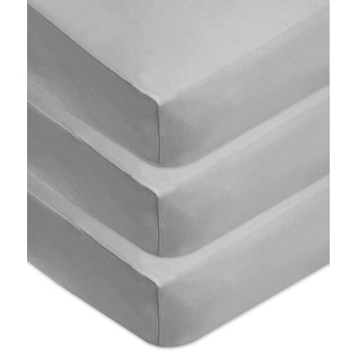 American Baby Company 3 Pack 100% Natural Cotton Fitted Crib Sheets 52" x 28" - Soft, Breathable, Hypoallergenic & Gentle Toddler Bed Sheets, Grey, Neutral for Boys & Girls