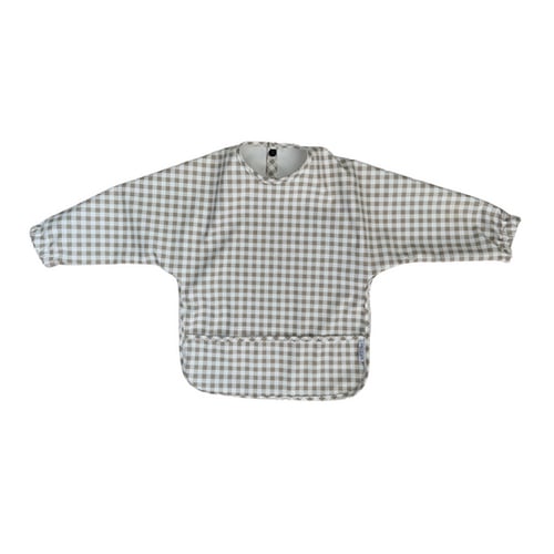 Taupe Gingham - Long Sleeved Bib