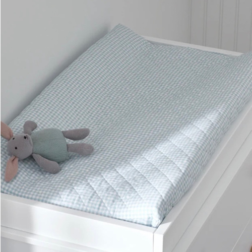 Ditsy Gingham Classic Cool Organic Cotton Percale Quilted Changing Pad Cover