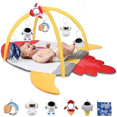 IPOZITO Baby Play Gym & Activity Mat for Sensory Development, Baby Tummy Time Play Mat to Improve Motor Skills and Visual Tracking， Newborn Infant Baby Essentials Gift