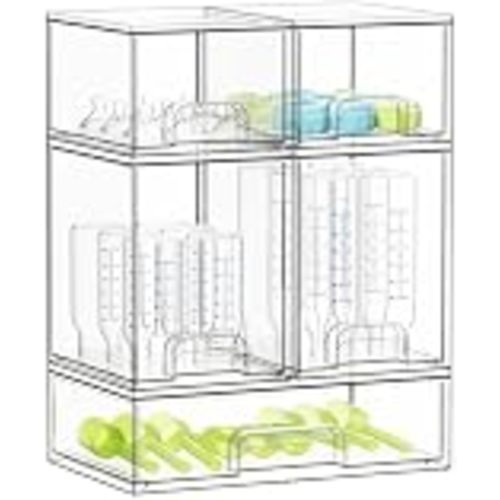 SpaceAid Bottle Storage Organizer Baby - Acrylic Bottles Station Organizer Container, Stackable Clear Drawers for Countertop, Vanity, Bathroom, Cabinet, Pantry Organization, 5 Pack, 2S2M1L, 15.4"H