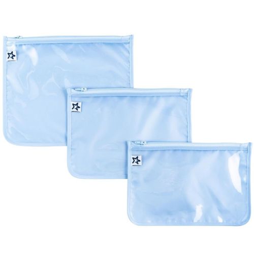 Tiny Twinkle 3-Pack Airline Compliant Travel Bags with Zipper Closure, Clear Front Pouch, Diaper Bag, Toiletry/Cosmetics Organizer (Cloud Blue)