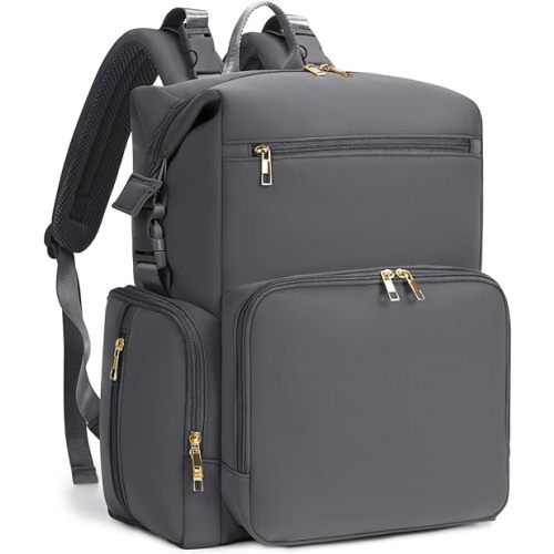 CEI-CEI Neoprene Diaper Bag Backpack with Changing Pad, Large Newborn Baby Maternity Bags Travel Tote with Insulated Pockets (Black)