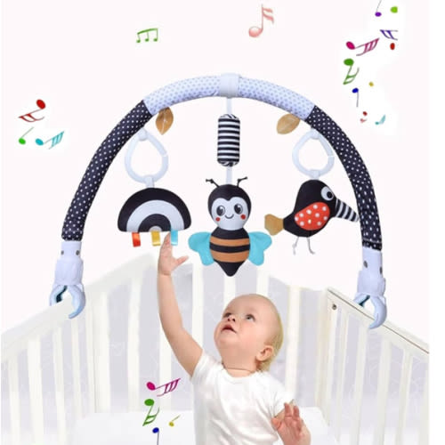 Baby Stroller Arch Toys, Pau1Hami1ton Car Seat Toys,Bouncer Toy Bar/Mobile for Bassinet,Adjustable Baby Hanging Toys Fit for Crib Bed,Stroller,Car Seat,Gifts.S-19(Black Bee)