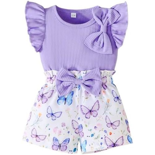 SUREPOCH Baby Girl Clothes 12 18 24 Month 2T 3T 4T Toddler Girl Clothes Spring Summer Shirt Shorts Outfit Set