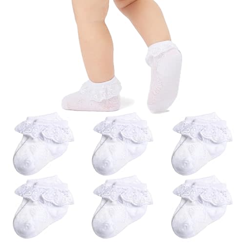 Mini angel Baby Lace Socks Baby Girl Double/Eyelet Lace Ruffle Frilly Socks for Newborn Infant and toddlers Gift Set