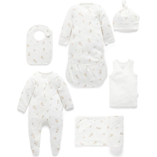 Newborn Hospital Gift Pack 6 Piece Vanilla Wattle Bee Pack - Purebaby Mixed Apparel Set | Maisonette