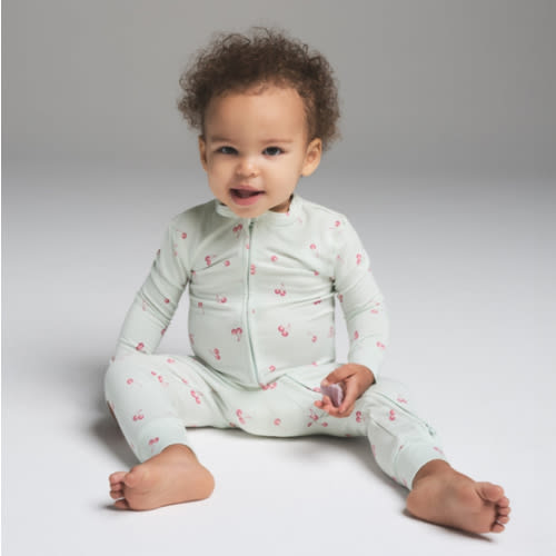 SKIMS SLEEP BABY ONESIE | CLOUD CHERRY PRINT