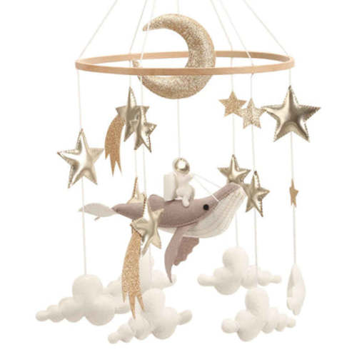 Space Whale Baby Mobile | Nautical Nursery Decor with Astronaut, Stars, Moon & Clouds | Gender-Neutral Baby Mobile - Cozybabywear