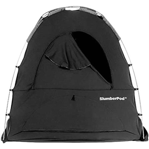 SlumberPod Portable Privacy Pod Blackout Canopy Sleeping Space for Age 4 Months and Up with Monitor Pouch and Zippered Window, Black and Gray