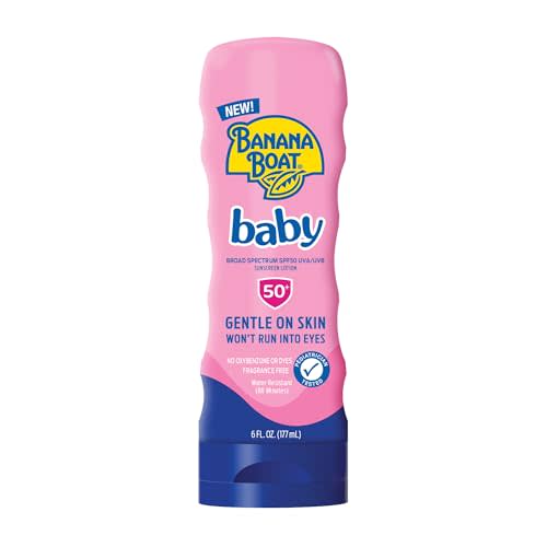 Banana Boat Baby Sunscreen SPF 50, 6Fl Oz | SPF 50 Sunscreen for Babies and Toddlers, Beach Essentials, Baby Sunblock, 6Fl Oz