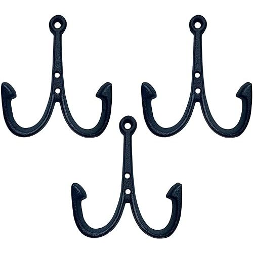 Nautical Anchor Cast Iron Black Fish Wall Hook Coat Beach Towel Key Holder Screws Included (3 PCS)