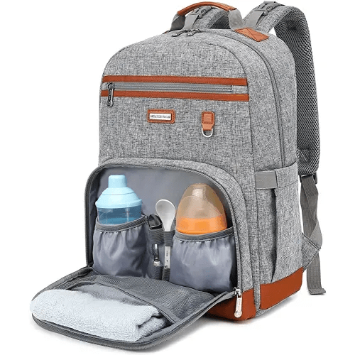 Diaper Bag Backpack, Large Baby Nappy Bags with Portable Changing Pad for Boys and GirlsMultifunction Travel Baby Bag for Moms Dads, Shower Gifts Waterproof and Stylish，Grey