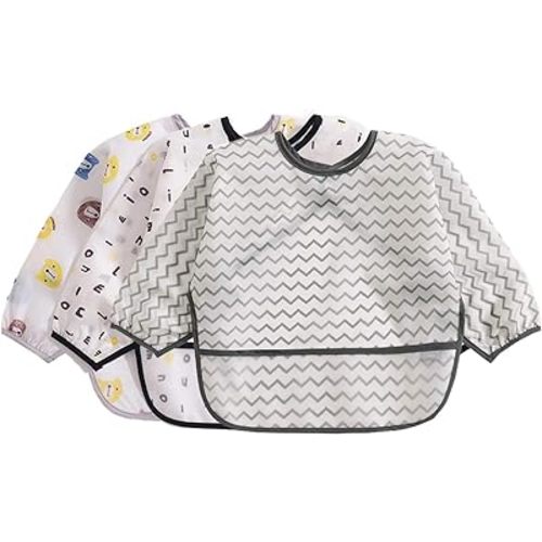 6-42 Months Toddler Baby Sleeved Bibs Waterproof Eating and Painting Smock. JNINTH