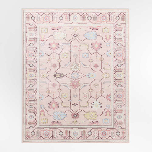 Emery Pink Floral Washable Kids Area Rug 4'x6'