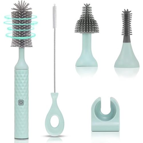 Electric Cleaning Brush Set 4 Piece Multi-Purpose Cleaner Brushes,360° high-Speed Rotation Cleaning,1500mAh,Waterproof IPX65,Perfect Household Cleaning Brushes(Blue)